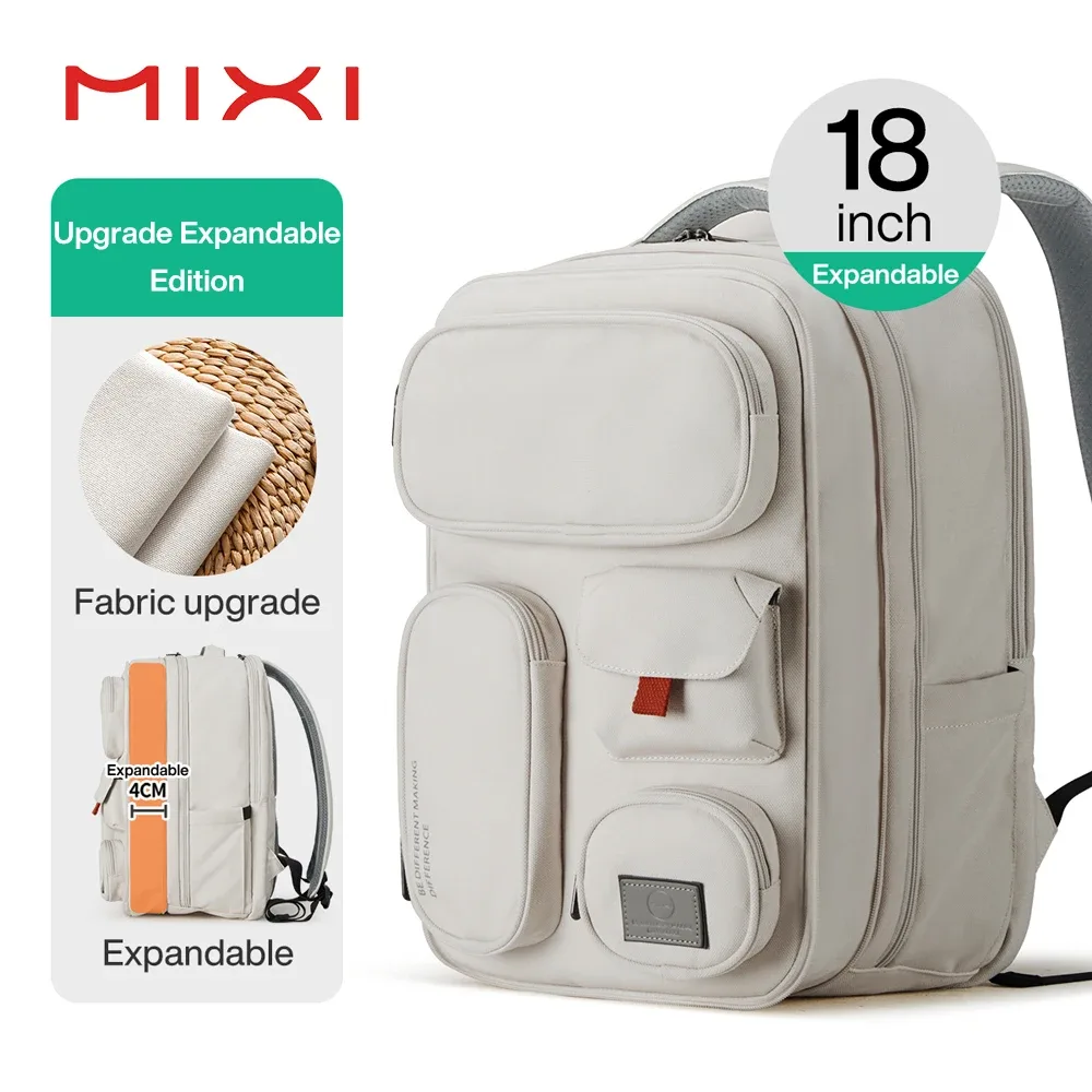 mixi nouveau design brevet sac à dos de voyage multifonctionnel unisexe étanche 18 pouces m5015