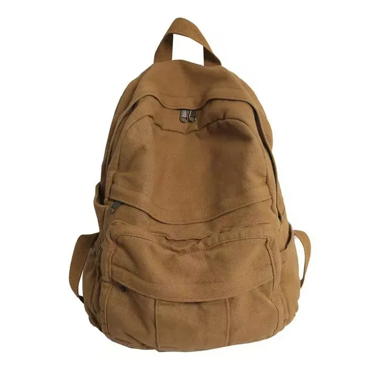 sacs à dos simples vintage, cartable en toile de grande capacité, sacs à dos de voyage à poches multiples, unisexe