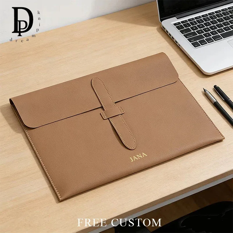 sac de documents professionnel personnalisé avec lettres, pochette pour documents a4, gravure en cuir pu, sac pour ordinateur portable 13 pouces, pochette de luxe pour documents