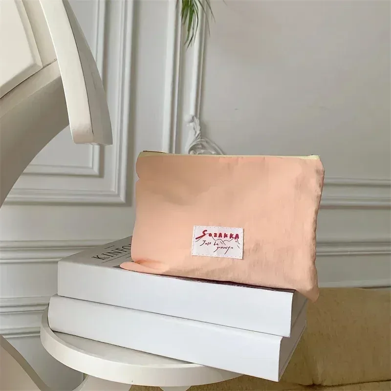 pochette à cosmétiques en toile noire simple, grands sacs de rangement de maquillage, pochette à cosmétiques coréenne pour femmes, trousse de toilette mignonne et de beauté