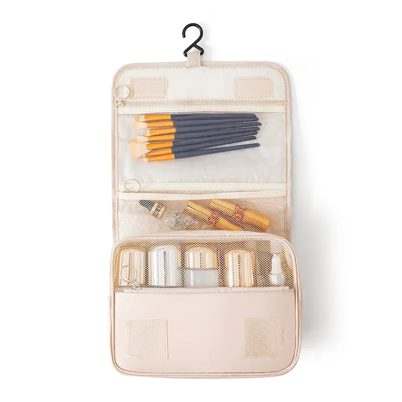 trousse de toilette portable avec crochet de suspension, sac de rangement de cosmétiques de salle de bain étanche pour femmes, trousse de maquillage de voyage de grande capacité pour hommes