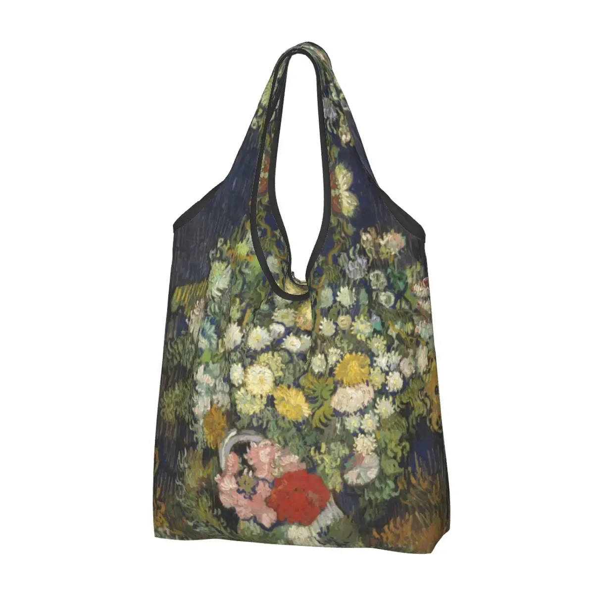 sac fourre-tout portable personnalisé drôle 73 terrasse la nuit, peinture de vincent van gogh, sac d'épicerie initié