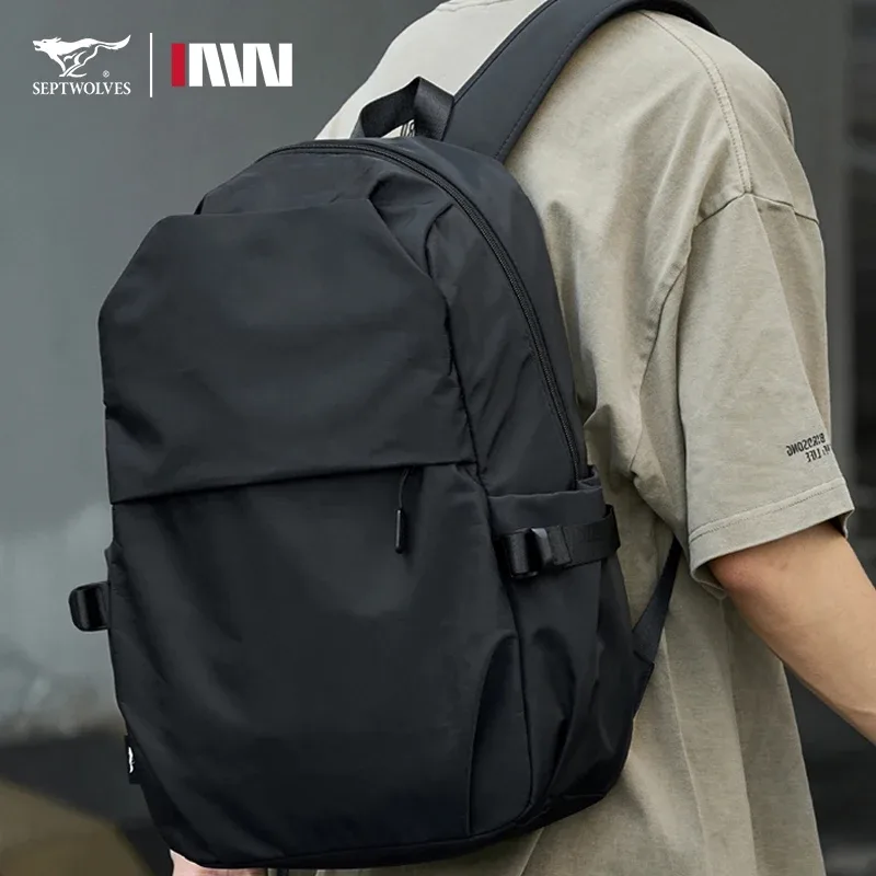 septwolves noir imperméable décontracté école sac à dos 16 pouces sac à dos pour ordinateur portable femmes homme garçon cartable sac grande capacité sac à dos