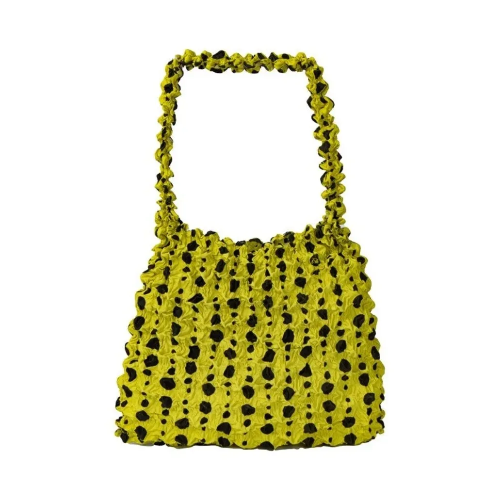 sac bandoulière à bulles de grande capacité, noir à pois, en tissu tissé, sac de shopping à pois, tissu extensible, polyester doux