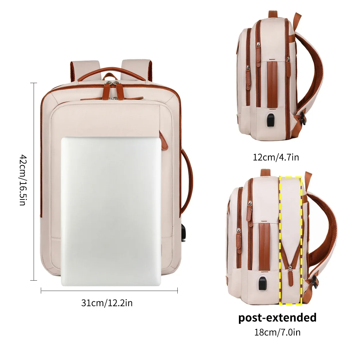 le nouveau sac à dos unisexe pour les voyages d'affaires à courte distance, sac de voyage léger, sac d'école pour ordinateur, combinaison de sacs de rangement