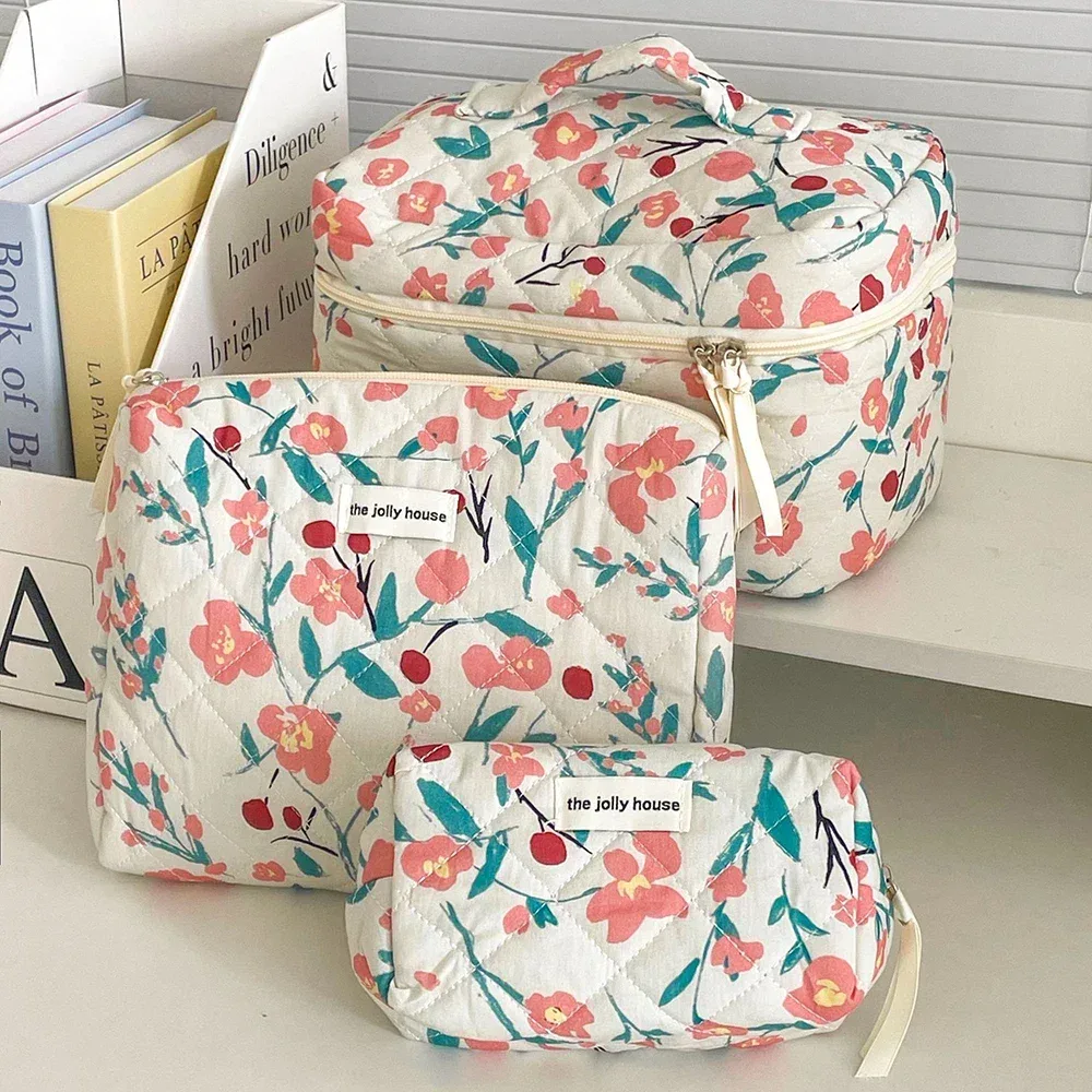 2025 nouveau 3 sacs ensemble femmes sac de maquillage grande capacité cosmétique toilette pochette de rangement sac à main maquillage carré fermeture éclair quilting sac