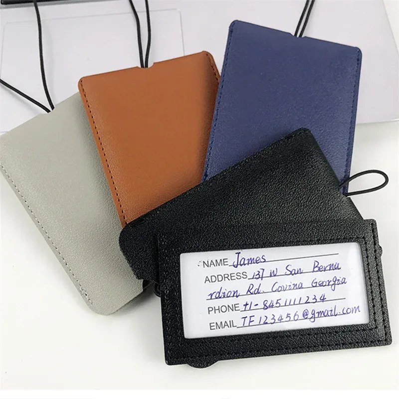 étiquette de bagage créative à double couche, étiquette portable, id de valise en pu, porte-adresse, bagage d'embarquement, accessoires de voyage