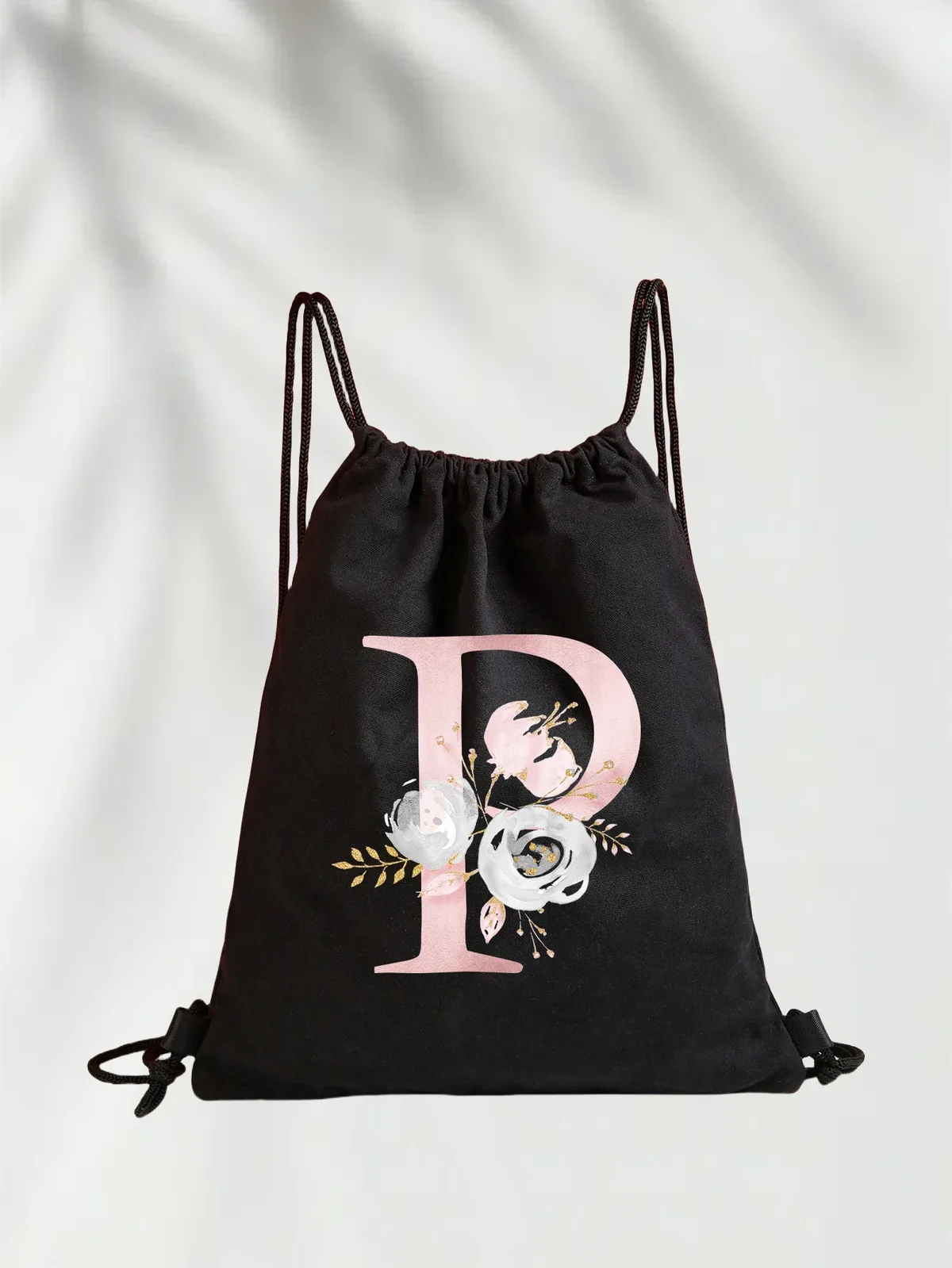 sac à dos léger unisexe à cordon de serrage pour le sport et le fitness, les voyages en plein air et les étudiants avec motif de nom de lettre initiale