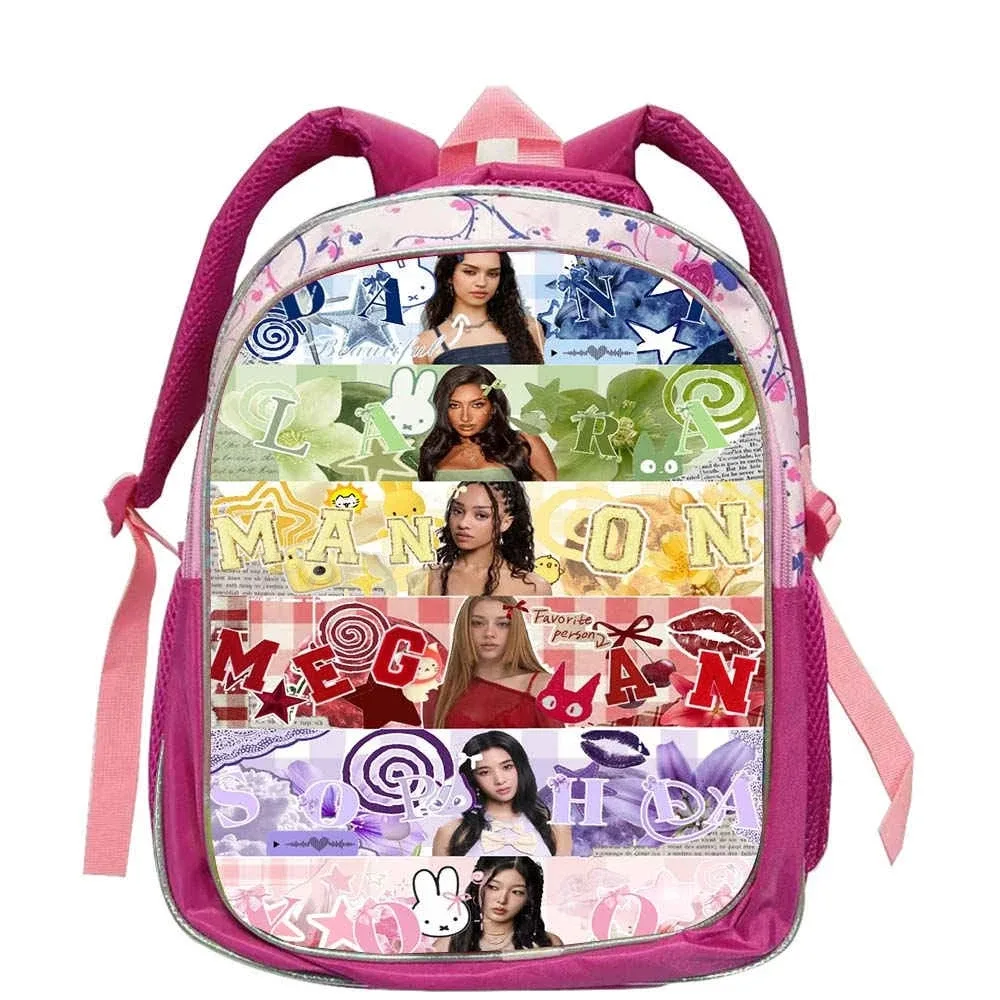 sacs à dos tendance katseye roses pour enfants, sacs d'école pour adolescentes et adolescents, sac à dos décontracté et tendance 12 pouces