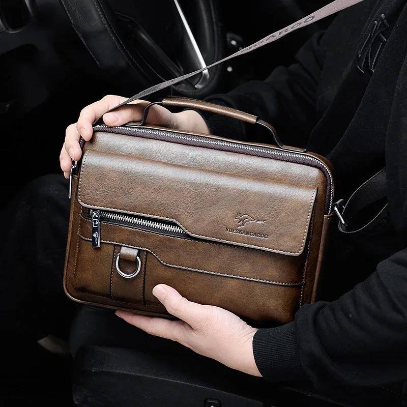 porte-documents à bandoulière en cuir pu pour hommes, fourre-tout carré d'affaires, sac à main croisé, pochette latérale carrée pour téléphone, sac à main