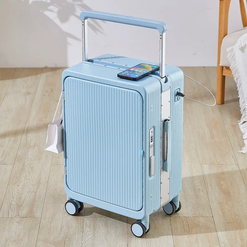 sushimu-grande valise à roulettes, cadre en aluminium, ouverture avant personnalisée, nouvelle collection