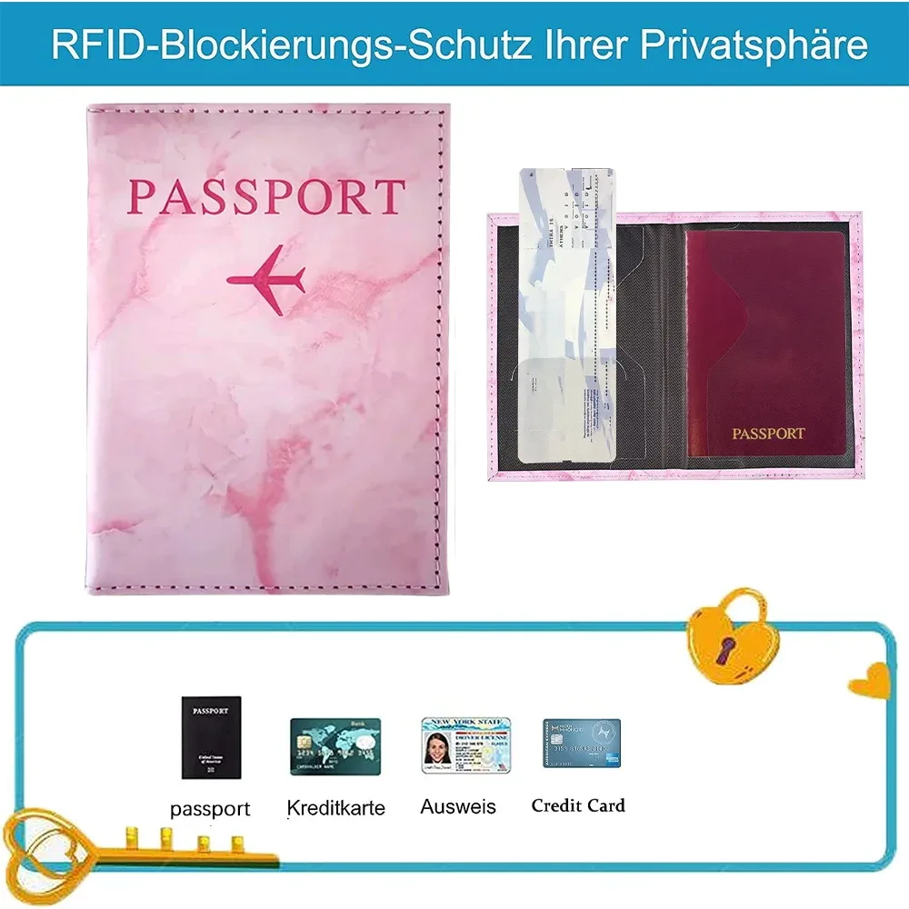 étui de passeport imprimé série rose rouge, porte-passeport, accessoires de voyage, housse de protection pour avion