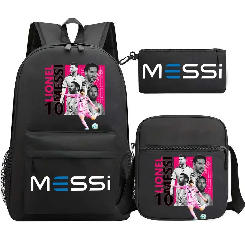 lot de 3 sacs à dos messi en nylon, simples, pour le sport, avec compartiment pour ordinateur portable, sacs à dos décontractés pour l'école, les voyages et les trajets quotidiens