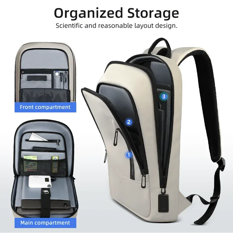 hk – sac à dos de haute qualité pour ordinateur portable de 15.6 pouces, sac à dos de voyage léger en tissu oxford imperméable pour hommes d'affaires