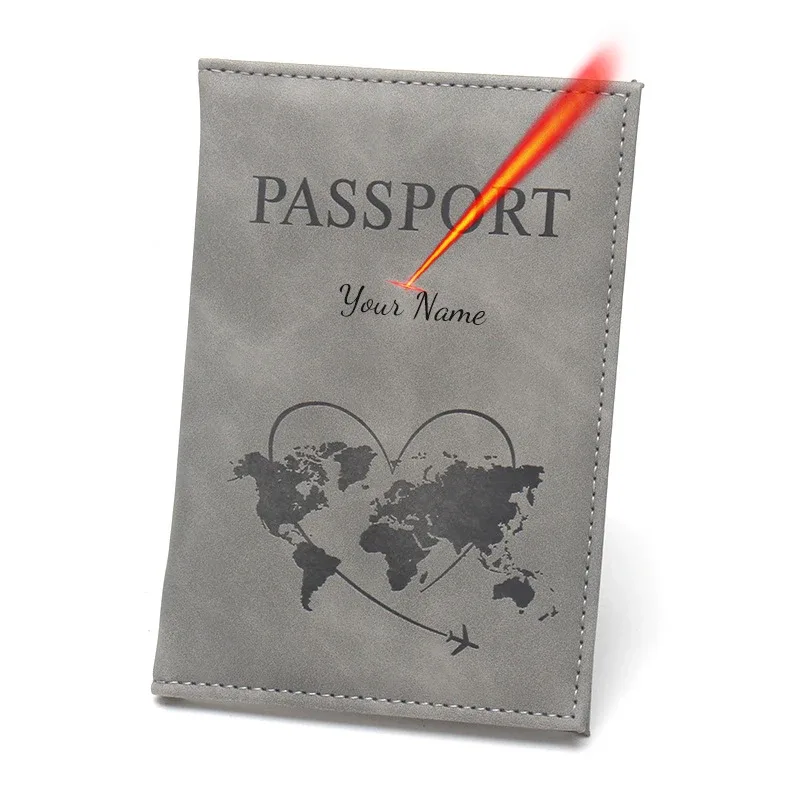 belle couverture de passeport de carte, portefeuille de voyage à la mode, organisateur de documents, passeport, nom personnalisé sur la protection du passeport