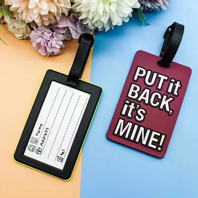 étiquettes de bagage en silicone, lettre créative, pas votre sac, accessoires de voyage, valise, style dessin animé, mode, portable, 2022