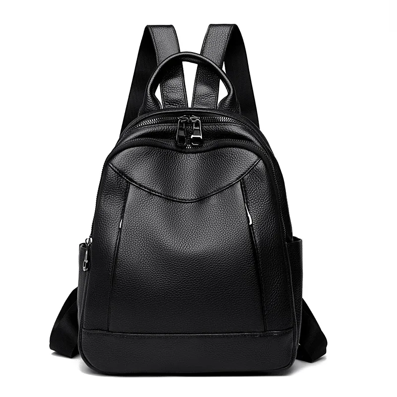 sacs à dos en cuir de vache véritable pour femmes, sac à dos de voyage solide, sac à dos de grande capacité, 100% cuir de vache, mode féminine, luxe