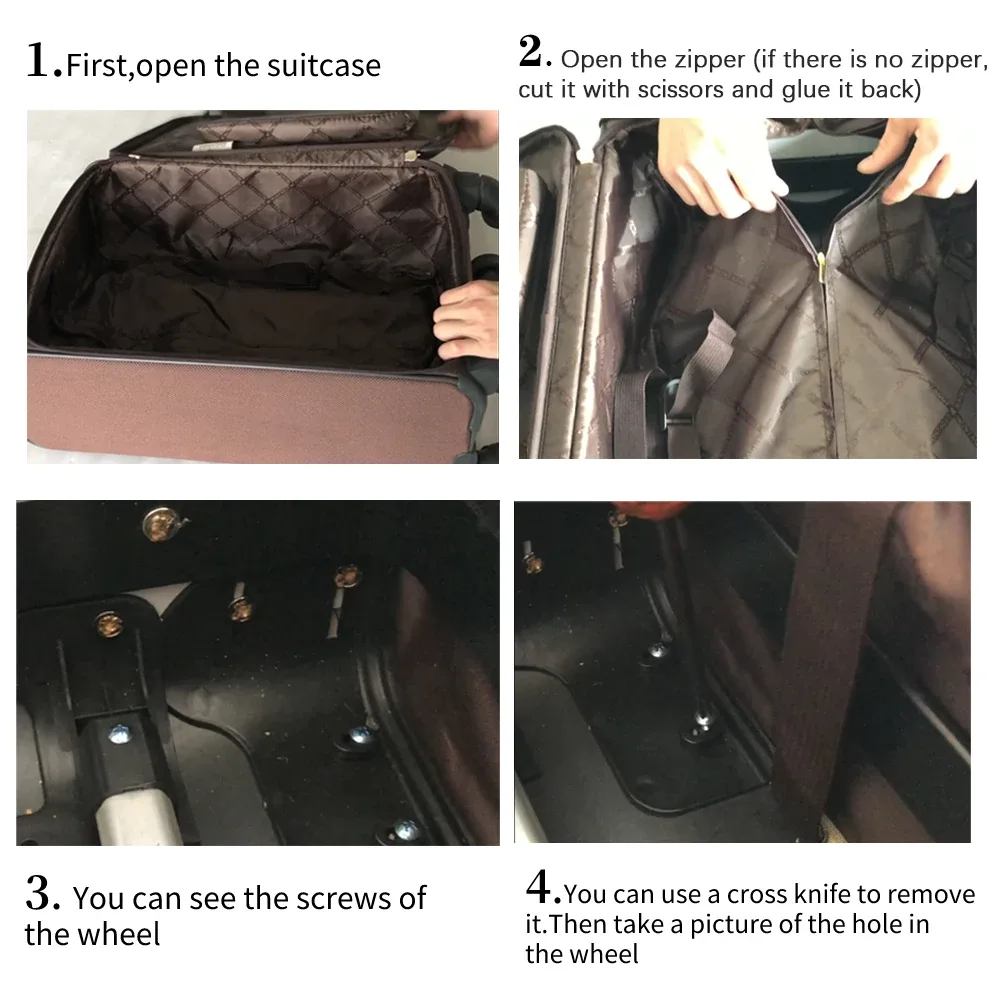 roues pour valise trolley, accessoires pour sacs en cuir, roulettes universelles noires