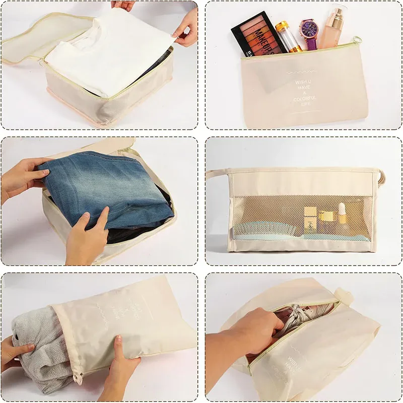 ensemble de 11 cubes de rangement de voyage, organisateurs de bagages imperméables, sacs de rangement à cordon pour vêtements, chaussures, sous-vêtements, cosmétiques