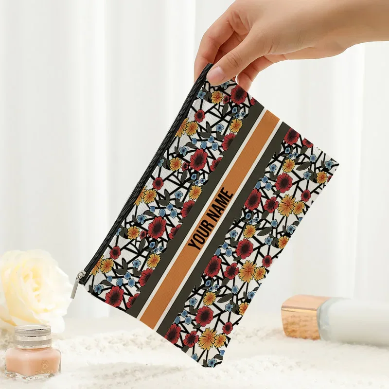 sac de maquillage avec nom personnalisé, cadeau de demoiselle d'honneur, organisateur de cosmétiques de voyage, sac latéral en toile pour dames, trousse à crayons, porte-monnaie de rangement 25