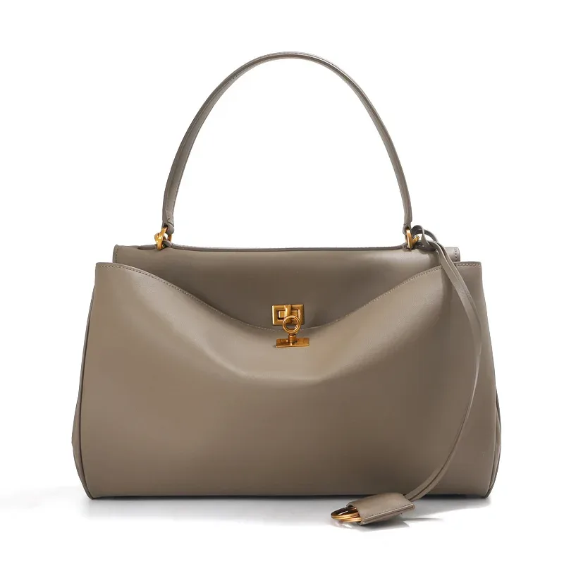 sac fourre-tout en cuir véritable avec fermeture à boucle, sac à bandoulière grande capacité, sac à main de créateur, sac bandoulière pour femme