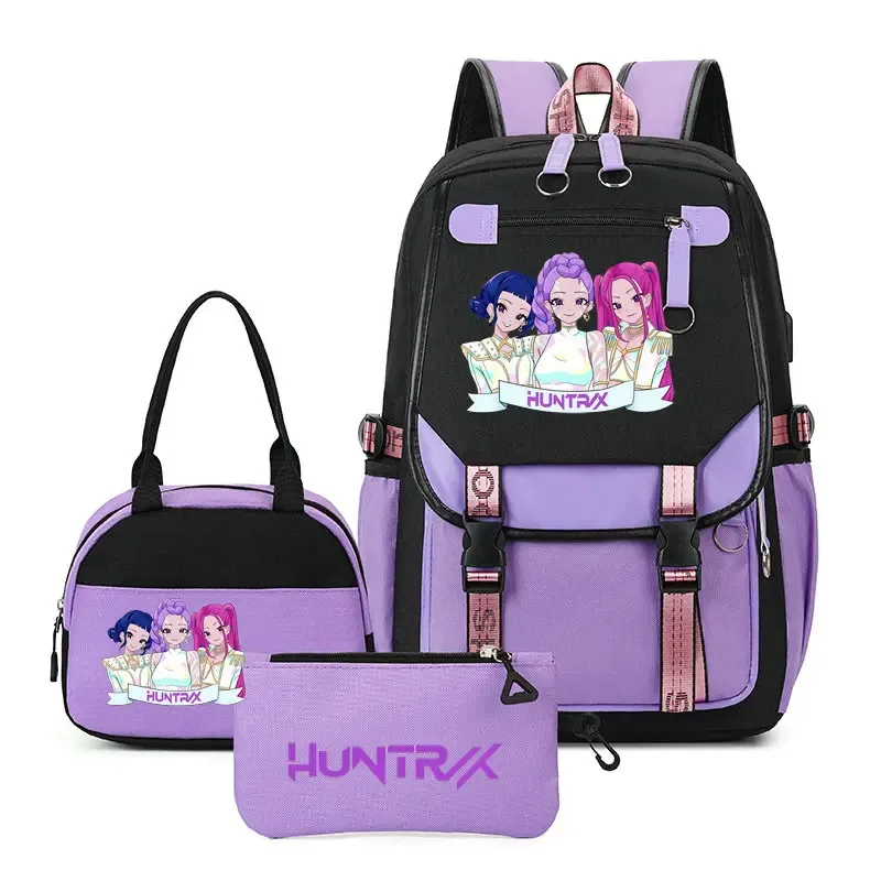 sacs à dos imprimés kpop demon hunters pour adolescentes, sacs à bandoulière, trousse à crayons, ensemble de sacs d'école pour étudiants, mochila de voyage