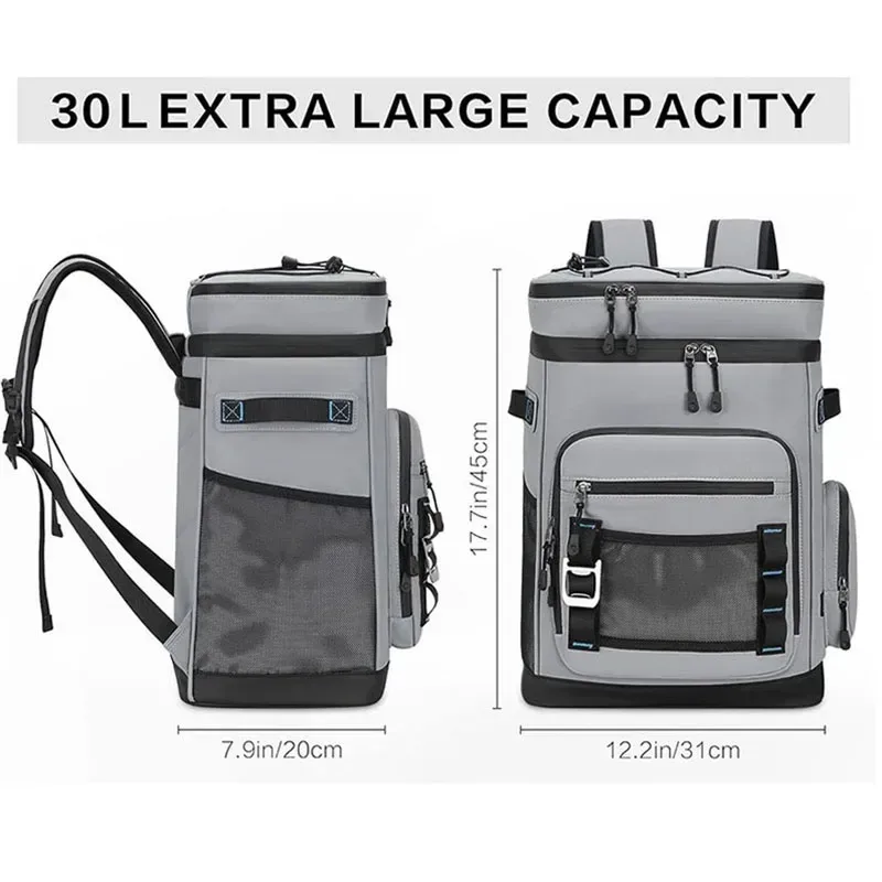 30l sac à dos isolé étanche camping pêche pack garder les aliments chaud froid déjeuner sac à dos en plein air voyage plage pique-nique sac thermique