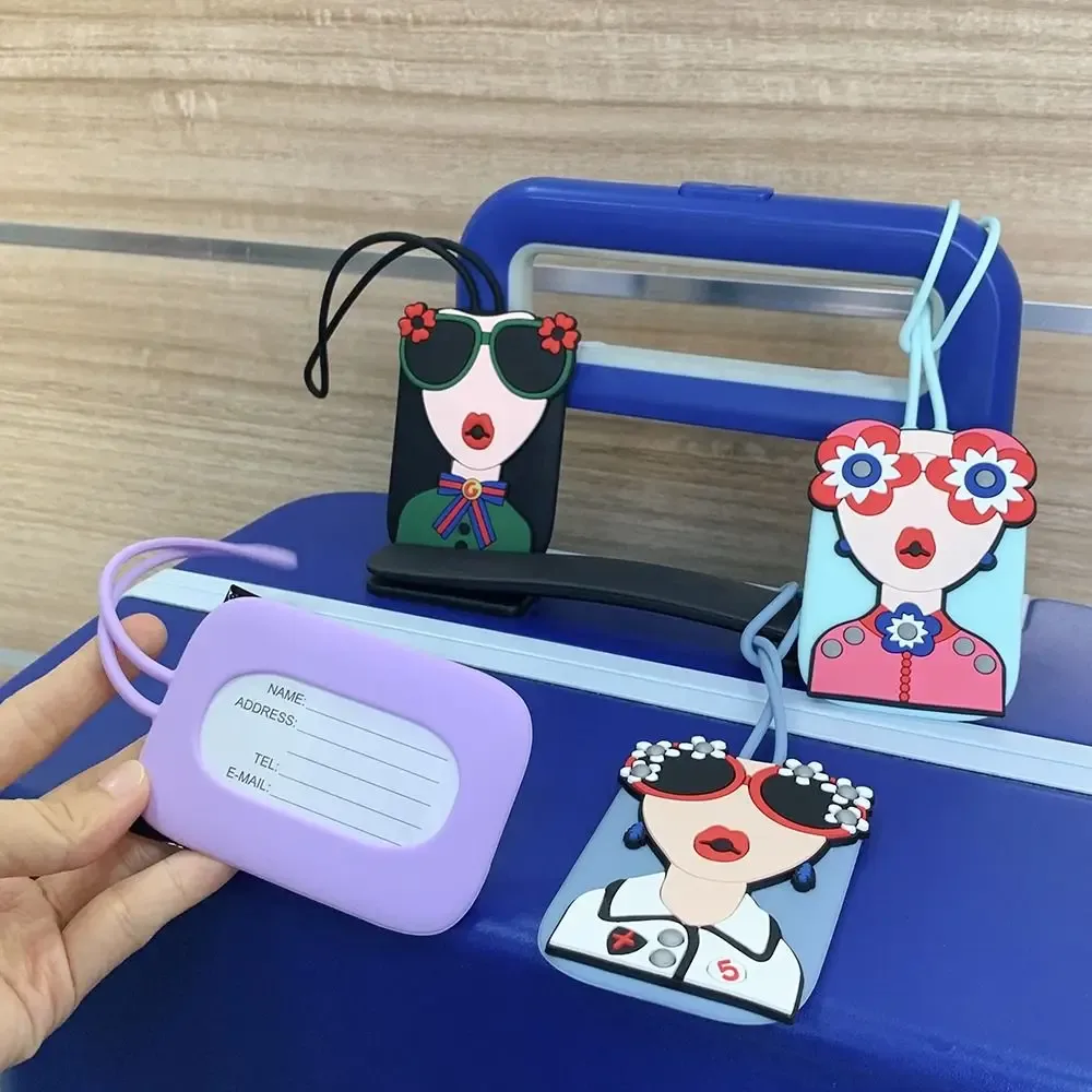 étiquette de bagage de voyage en silicone souple, étiquette d'identification de valise avec lanière, étiquette