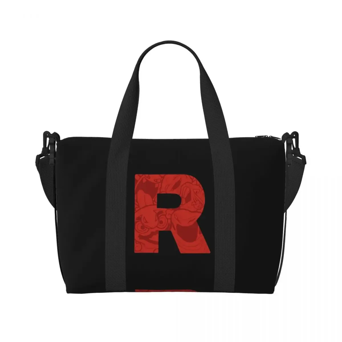 sac de voyage de plage avec logo lettre r team rocket, fourre-tout de grande capacité pour salle de sport, yoga, sac à bandoulière de shopping pour femmes