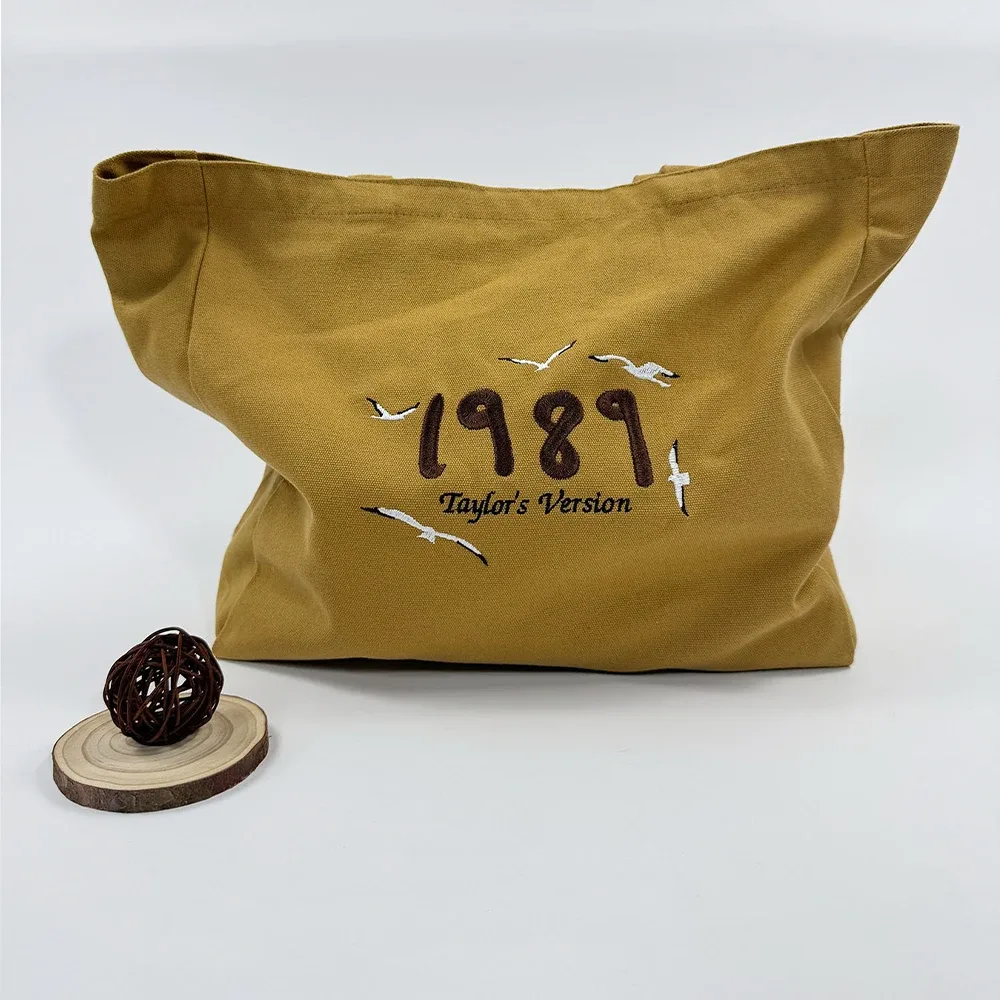 1989 version taylor brodé style rétro femme toile sacs fourre-tout réutilisables années 80 90 rue mode sacs à bandoulière sac à provisions