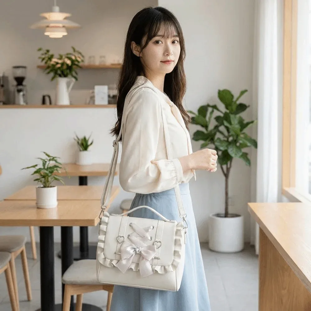 sac à dos portable avec nœud papillon, grande capacité, style ballet, sac à bandoulière, sac à main coréen, sac d'école, sac de voyage
