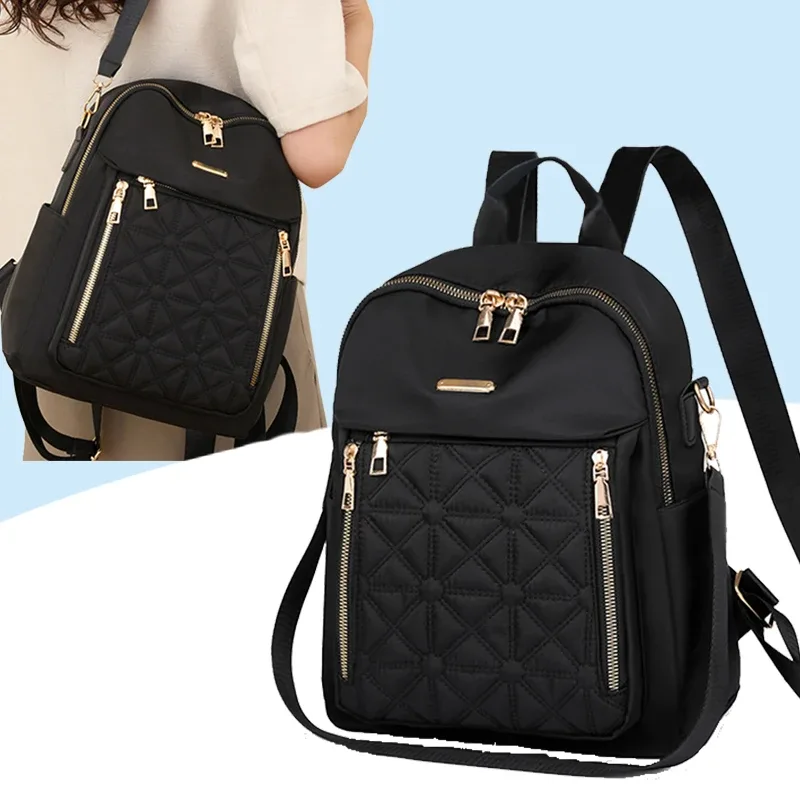 Sac à dos élégant pour femme à motif gaufré, sac à dos antivol à bretelles rembourrées, adapté à l'école et aux courts voyages