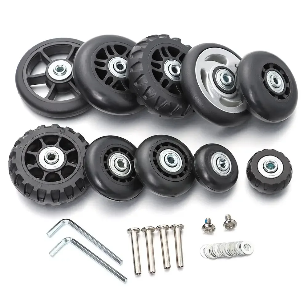 roues de remplacement universelles, pièces de valise, essieux de remplacement durables, kit d'outils de réparation de roulettes, roulette silencieuse avec vis, 2 pièces
