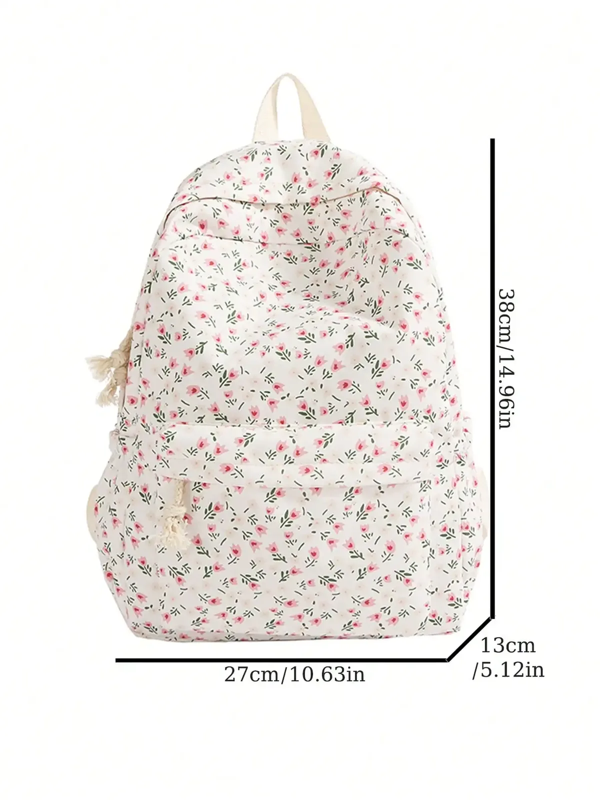 Sac à dos imprimé mignon et tendance de style universitaire, grande capacité, multi-compartiments, sac à dos de loisirs pour étudiants, adapté à un usage quotidien