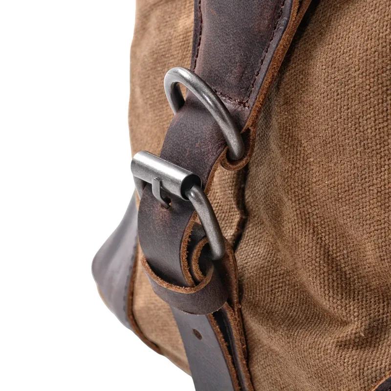 sac de voyage rétro européen et américain en toile cirée imperméable et cuir de vachette, sac de week-end grande capacité pour homme