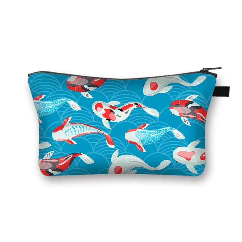trousse à cosmétiques japonaise koi fish crane pour femmes, trousse de maquillage harajuku, sac de beauté pour filles, trousse de toilette cosmétique hip hop, dragon asiatique