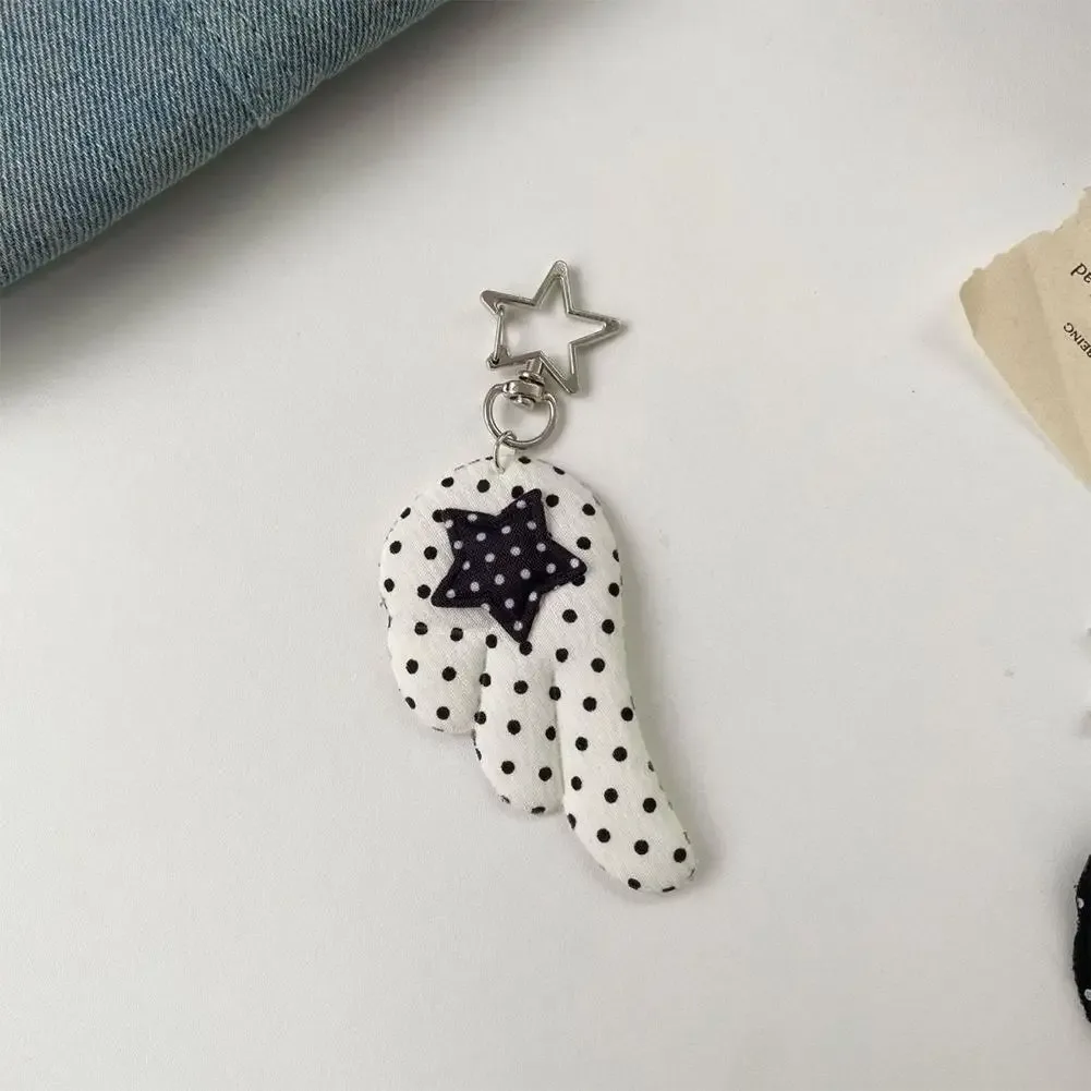 1pc porte-clés aile d'ange tendance polyvalent, pendentif de sac à pois, breloque de sac y2k avec fermoir étoile, décoration suspendue pour sac à dos et sac à main