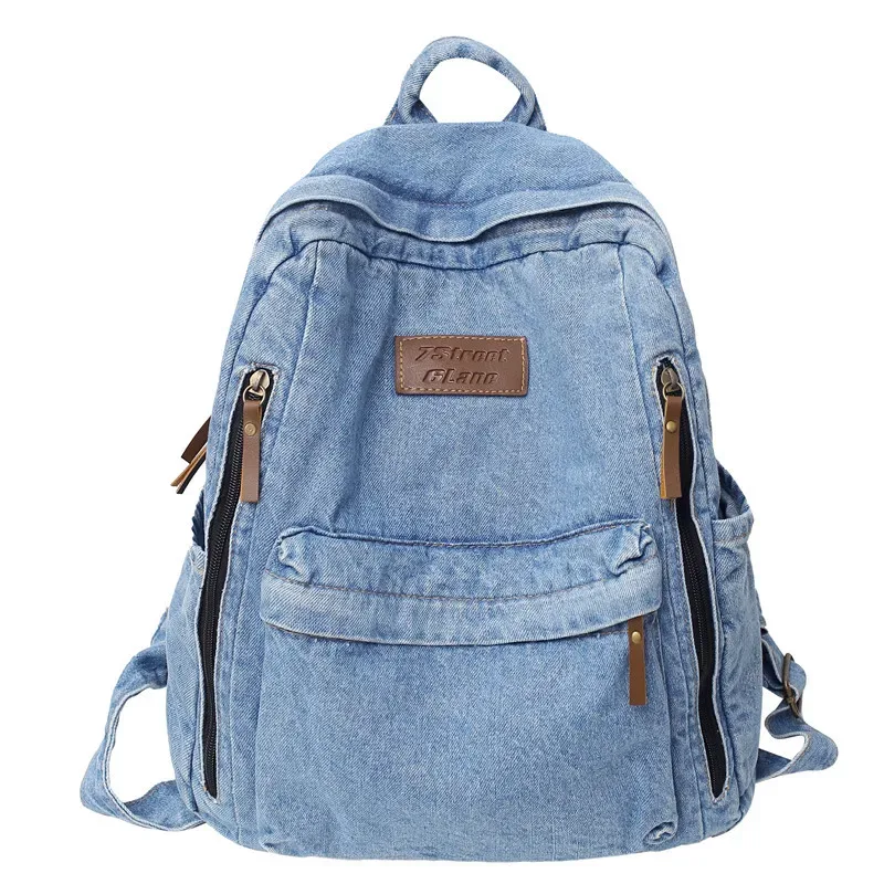 sac à dos en denim multi-poches pour hommes et femmes, sacs à dos universitaires pour ordinateur portable, sac d'école étudiant kawaii pour filles chimcool, mode