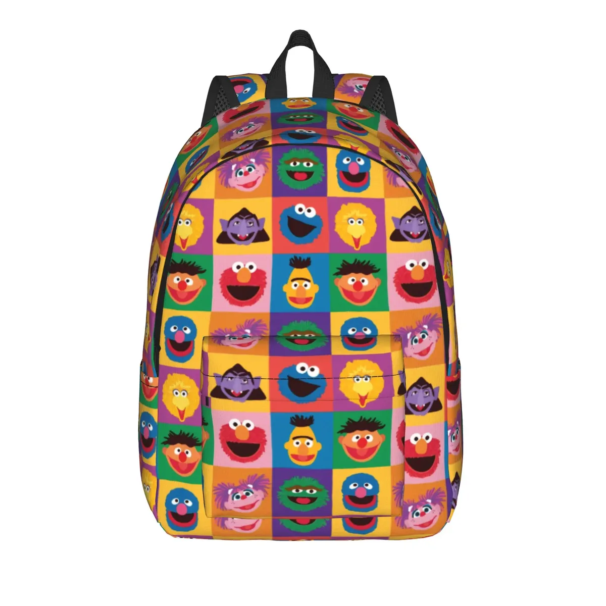 sac à dos décontracté sesames streets avec poche, sac à dos de randonnée pour étudiants, sac à dos cookie monster pour hommes et femmes, sacs en toile pour ordinateur portable