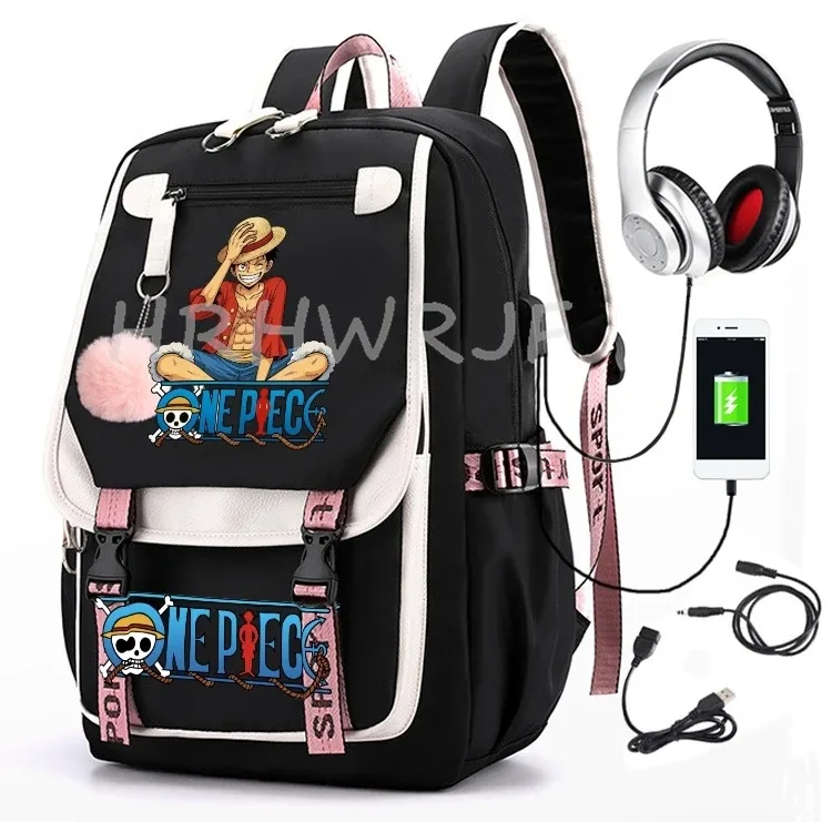 Sac à dos One Piece Monkey D Luffy pour femmes, hommes, filles, sacs d'école pour ordinateur portable, sacs de sport pour garçons, collège, anime, voyage, décontracté, Mochilas