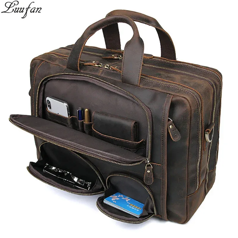 sac d'affaires en cuir véritable pour homme, étui à bombes multifonction, sac de voyage pour homme, fourre-tou