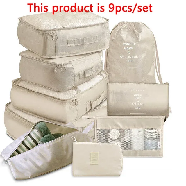 sacs de voyage en poudre pour soutien-gorge et chaussures, ensemble d'emballage de valise, étuis de rangement, 6/8/9 pièces/ensemble