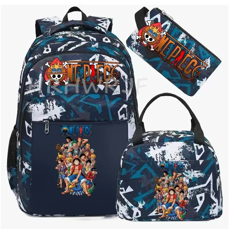 sac à dos one piece monkey d luffy 3 pièces camouflage pour adolescents, sacs d'école pour ordinateur portable, collégiens/lycéens, sacs de voyage en plein air, mochilas