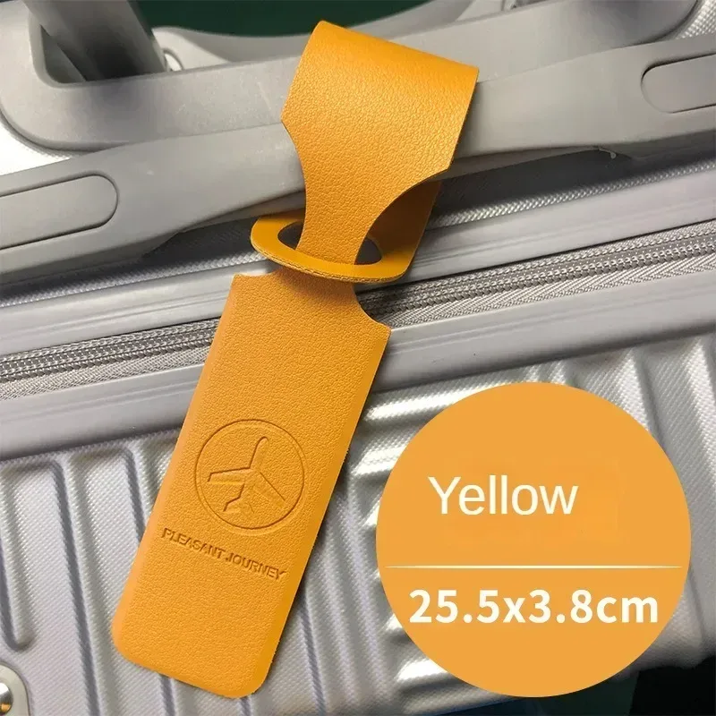 1x étiquette de bagage en cuir pu étiquette d'identification de valise portable étiquette de sac d'embarquemen