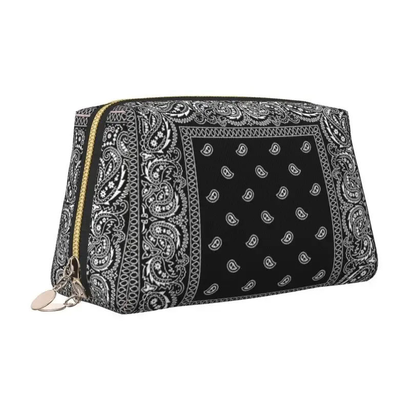 sac de maquillage en cuir ethnique bohème rouge et noir à motif cachemire, trousse de toilette de voyage pour femme, sacs cosmétiques, sac de rangement portable, cadeaux