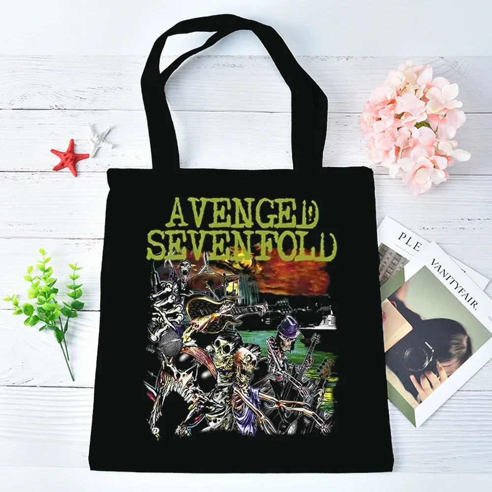 sac fourre-tout avenged sevenfold réutilisable personnalisable, sac à bandoulière, cabas pliable pour femme