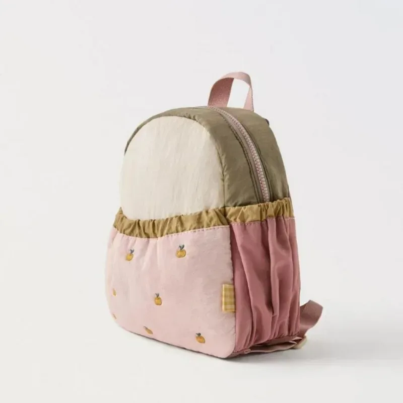 nouveau sac d'école pour enfants brodé petite pomme à la mode léger maternelle sac à dos à la mode