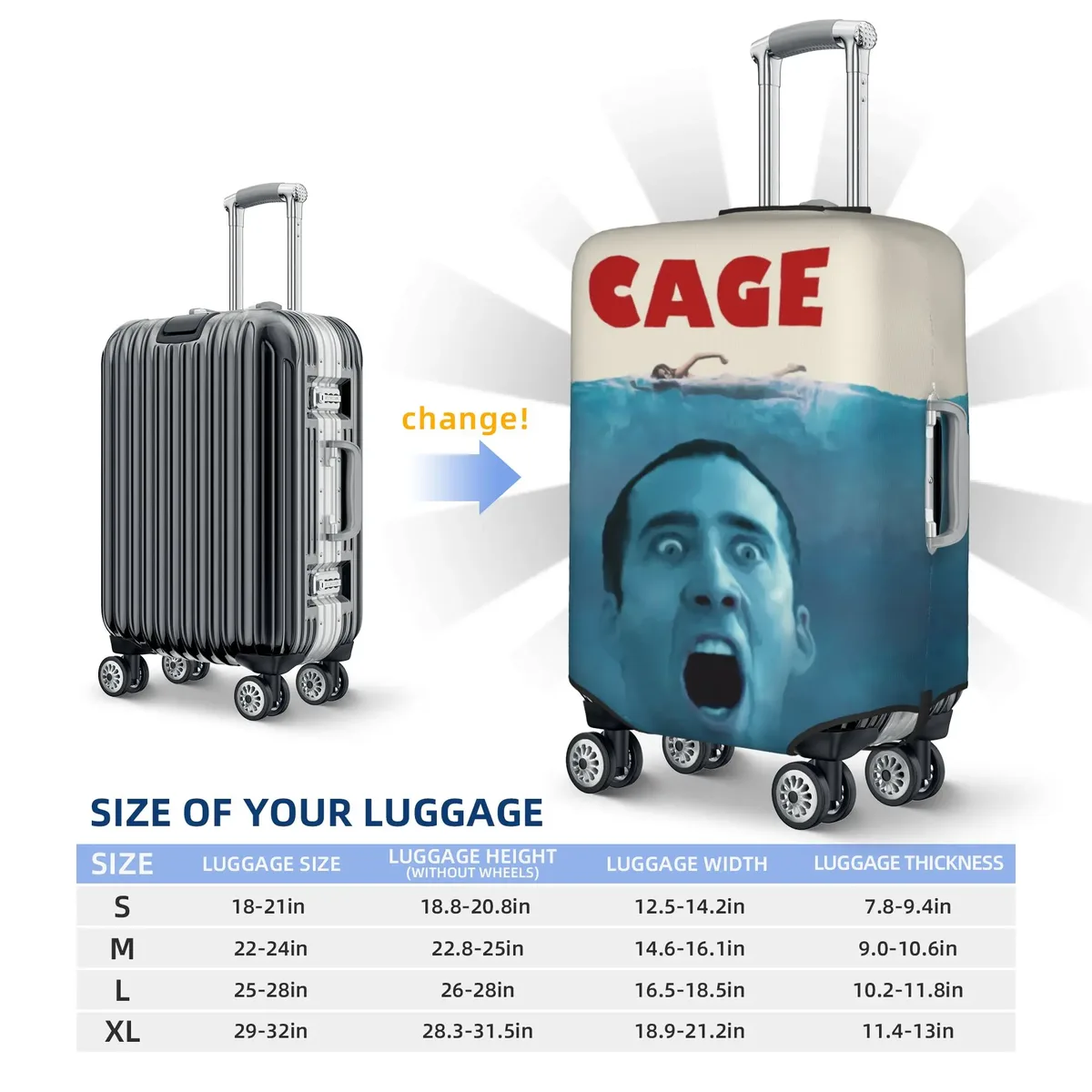 housse de protection élastique pour bagages n-nicolas c-cage, housse de protection pour valise de voyage, convient aux valises de 18 à 32 pouces