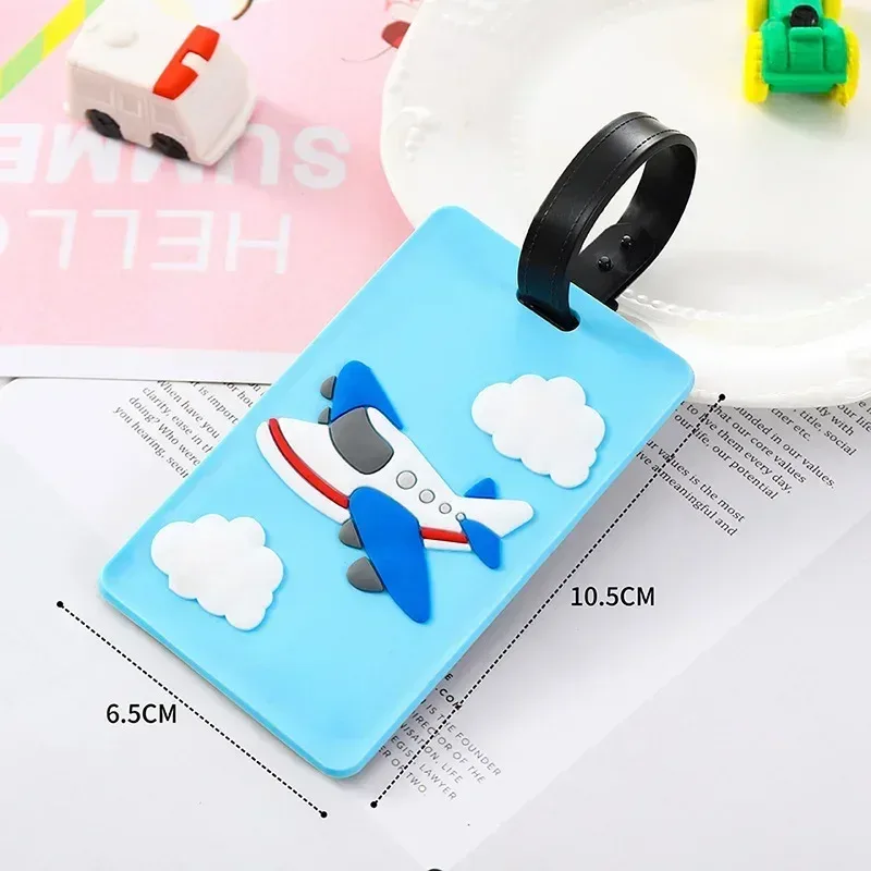 étiquettes de bagage en pvc et silicone pour hommes et femmes, étiquettes d'identification de nom de voiture de dessin animé mignon, carte d'embarquement pour valise, accessoires de voyage