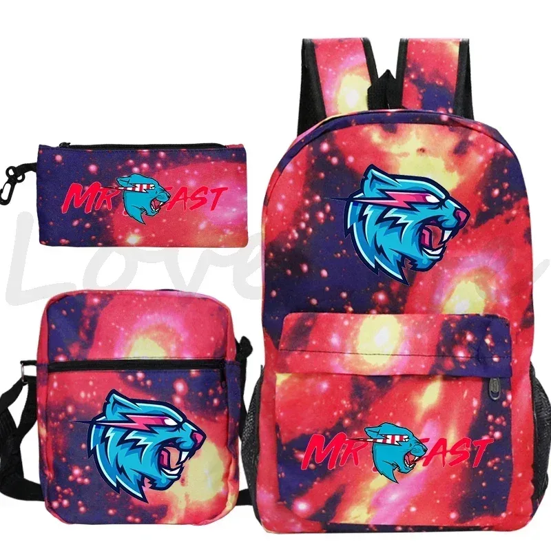 sac à dos d'école mr beast lightning cat pour garçons et filles, sacs d'école 3 pièces/ensemble, sac de voyage, sac à dos imprimé mr beast, mochila pour enfants, cadeau